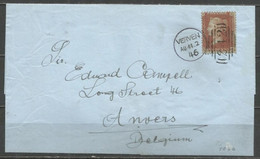 Grande-Bretagne - Victoria 1 Penny Rouge Dentelé Sur Lettre Vers Anvers - - Cartas