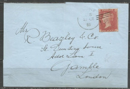 Grande-Bretagne - Victoria 1 Penny Rouge Dentelé Sur Lettre Vers GAMBLE LONDON - Storia Postale