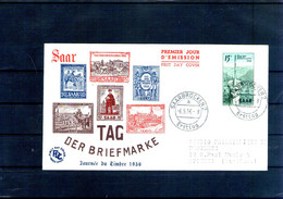 Sarre. Enveloppe Fdc. Journée Du Timbre. 1956 - FDC