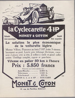La Cylecarette 4HP Monet & Goyon. Advertising 1925 - Advertising