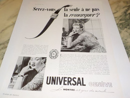 ANCIENNE PUBLICITE MONTRE UNIVERSAL   1951 - Autres & Non Classés