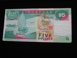 SINGAPOUR  - 5 Five Dollar  1992   ***** EN ACHAT IMMEDIAT ***** - Singapore