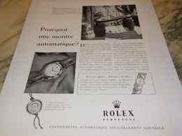 ANCIENNE PUBLICITE  MONTRE AUTOMATIQUE ROLEX 1953 - Otros & Sin Clasificación