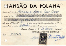 MANSÃO DA POLANA1$00 FISCAIS STAMPS - Storia Postale