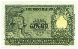 50 LIRE BIGLIETTO DI STATO ITALIA ELMATA DI CRISTINA 31/12/1951 QFDS - Other & Unclassified