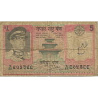 Billet, Népal, 5 Rupees, Undated (1974), KM:23a, AB - Népal