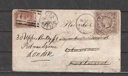 New South Wales To Great Britain REDIRECTED WITH ADDITIONAL FRANKING COVER 1864/65 - Briefe U. Dokumente