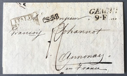 France, Griffe D'Entrée ITALIE... Sur Lettre De Gène Pour Annonay - 11.2.1829 - (N021) - Entry Postmarks