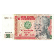 Billet, Pérou, 50 Intis, 1987, 1987-06-26, KM:130, SUP - Peru
