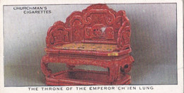 Treasure Trove 1937 - 45 Throne Of Emperor Ch'ien Lung  - Churchman Cigarette Card - Original - - Churchman