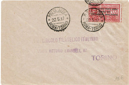 SAV2 - ITALIE  1er VOL EXPERIMENTAL ROMA  - TORINO 20/5/1917 COTE EUR 200.00 - Marcophilia (AirAirplanes)