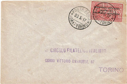 SAV2 - ITALIE  1er VOL EXPERIMENTAL ROMA  - TORINO 20/5/1917 COTE EUR 200.00 - Marcophilia (AirAirplanes)