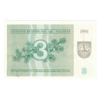 Billet, Lituanie, 3 (Talonas), 1991, KM:33b, NEUF - Litauen