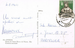 45706. Postal OVIEDO 1964. Vista Santa Maria Del NARANCO.  Error En Nombre De Postal - 1961-70 Covers
