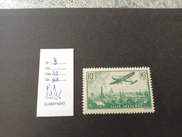 Timbre France - 1936 ** Neuf : Avion Survolant Paris 85 C. Vert Foncé - 1927-1959 Mint/hinged