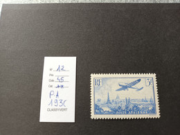 Timbre France - 1936 ** Neuf : Avion Survolant Paris 3 F. Outremer - 1927-1959 Mint/hinged