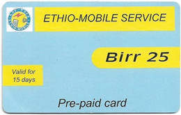 Ethiopia - ETC (Prepaid) - Ethio-Mobile Service, Pre-paid Card, Exp.31.10.2008, GSM Refill 25Birr, Used - Aethiopien