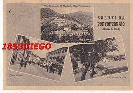 SALUTI DA PORTOFERRAIO - MULTIVEDUTE F/GRANDE VIAGGIATA 1943 ANIMAZIONE - Livorno