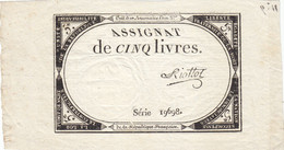 BEL Assignat 5 Livres Du 31 Octobre 1793 Série 19698 Ass.46a Signature Riottot - Assignats & Mandats Territoriaux