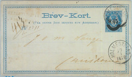 88939 - NORWAY - Postal History -  OVERPRINTED Postal Stationery Card 1878 - Other & Unclassified