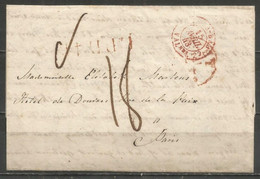 Pays-Bas - LAC De UTRECHT Du 13/4/1843 Vers PARIS + "Pays-Bas Par Valenciennes" + "L.P.B.4R" + Port 18 - ...-1852 Prephilately