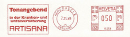 Schweiz / Helvetia 1989, Freistempel / EMA / Meterstamp Artisana Kranken- Und Unfallversicherung Basel - Affranchissements Mécaniques