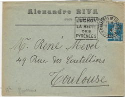 LETTRE AFFRANCHIE N° 140 -OBLITERATION DAGUIN " LUCHON  LA REINE DES PYRENEES -1914 - Mechanical Postmarks (Other)