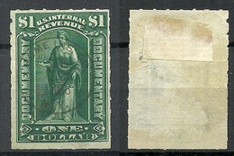 USA Documentary Tax Revenue O 1898 1 USD Nice Cancel NB! Lightly Thinned In The Middle! - Steuermarken