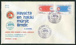 Türkiye 1981 5th General Congress Of The European Phsical Society | EPS Congress Emblem Mi 2576-2577 FDC - Briefe U. Dokumente