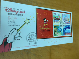 Hong Kong Stamp FDC Cover 2003 Disneyland Grand Opening - Postwaardestukken