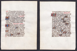 15th Century Manuscript Leaf On Vellum / Pergament-Blatt Einer Handschrift Aus Dem 15. Jahrhundert / Feuillet - Theater & Scripts