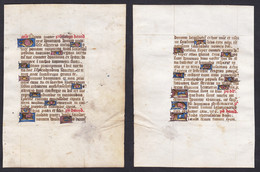 15th Century Manuscript Leaf On Vellum / Pergament-Blatt Einer Handschrift Aus Dem 15. Jahrhundert / Feuillet - Theater & Scripts