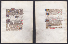 15th Century Manuscript Leaf On Vellum / Pergament-Blatt Einer Handschrift Aus Dem 15. Jahrhundert / Feuillet - Teatro & Script