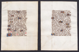 15th Century Manuscript Leaf On Vellum / Pergament-Blatt Einer Handschrift Aus Dem 15. Jahrhundert / Feuillet - Théâtre & Scripts