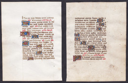 15th Century Manuscript Leaf On Vellum / Pergament-Blatt Einer Handschrift Aus Dem 15. Jahrhundert / Feuillet - Teatro & Sceneggiatura