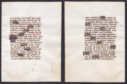 15th Century Manuscript Leaf On Vellum / Pergament-Blatt Einer Handschrift Aus Dem 15. Jahrhundert / Feuillet - Theater & Scripts