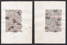 15th Century Manuscript Leaf On Vellum / Pergament-Blatt Einer Handschrift Aus Dem 15. Jahrhundert / Feuillet - Theatre & Scripts