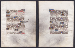 15th Century Manuscript Leaf On Vellum / Pergament-Blatt Einer Handschrift Aus Dem 15. Jahrhundert / Feuillet - Theatre & Scripts