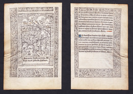 Leaf Of A Book Of Hours Printed On Vellum / Blatt Eines Gedruckten Stundenbuches Auf Pergament / Feuillet D'un - Livres Anciens