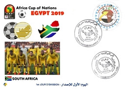 Algérie FDC 1842 African Cup Of Nations Football Egypt 2019 Team South Africa Afrique Du Sud Flag Map Soccer Sport CAF - Copa Africana De Naciones