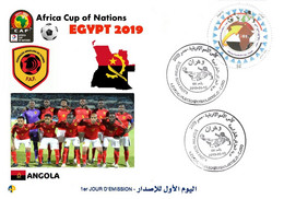 Algérie FDC 1842 African Cup Of Nations Football Egypt 2019 Team Angola Flag Map Soccer Sport CAF - Copa Africana De Naciones