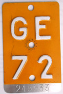 Velonummer Mofanummer Genf Genève GE 72, Gelb - Number Plates