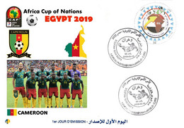 Algérie FDC 1842 African Cup Of Nations Football Egypt 2019 Team Cameroun Cameroon Flag Map Soccer Sport CAF - Copa Africana De Naciones
