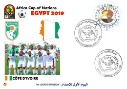 Algérie FDC 1842 African Cup Of Nations Football Egypt 2019 Team Côte D'ivoire  Flag Map Soccer Sport CAF - Copa Africana De Naciones