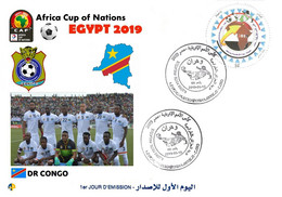 Algérie FDC 1842 African Cup Of Nations Football Egypt 2019 Team DR Congo  Flag Map Soccer Sport CAF - Coupe D'Afrique Des Nations