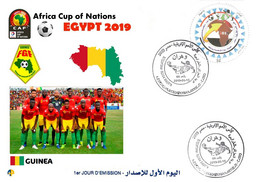Algérie FDC 1842 African Cup Of Nations Football Egypt 2019 Team Guinée Guinea Flag Map Soccer Sport CAF - Copa Africana De Naciones
