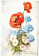 Fêtes : Anniversaire : Heureux  Anniversaire  : Fleurs - Coquelicots - Bleuets - ? : Coloprint N° 9378 - Geburtstag