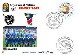 Algérie FDC 1842 African Cup Of Nations Football Egypt 2019 Team Namibie Namibia Flag Map Soccer Sport CAF - Copa Africana De Naciones