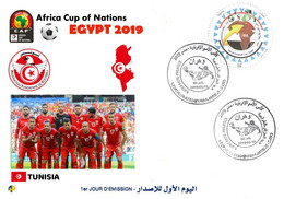 Algérie FDC 1842 African Cup Of Nations Football Egypt 2019 Team Tunisie Tunisia  Flag Map Soccer Sport CAF - Coppa Delle Nazioni Africane