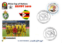 Algérie FDC 1842 African Cup Of Nations Football Egypt 2019 Team Zimbabwe Flag Map Soccer Sport CAF - Coupe D'Afrique Des Nations